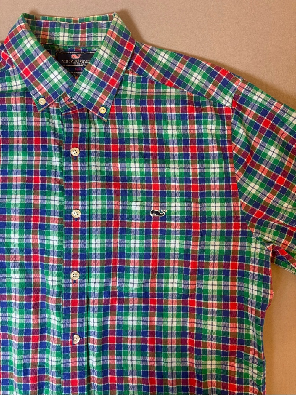 Vineyard Vines Men's Button-Down Plaid Shirt - Size Medium Slim Fit Tucker shirt - Picture 2 of 7